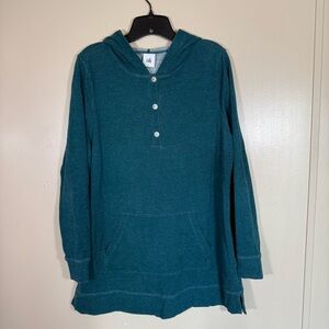 Cabi Women’s No Sweat Hooded Heathered Tunic Top Kangaroo Pocket Size Large